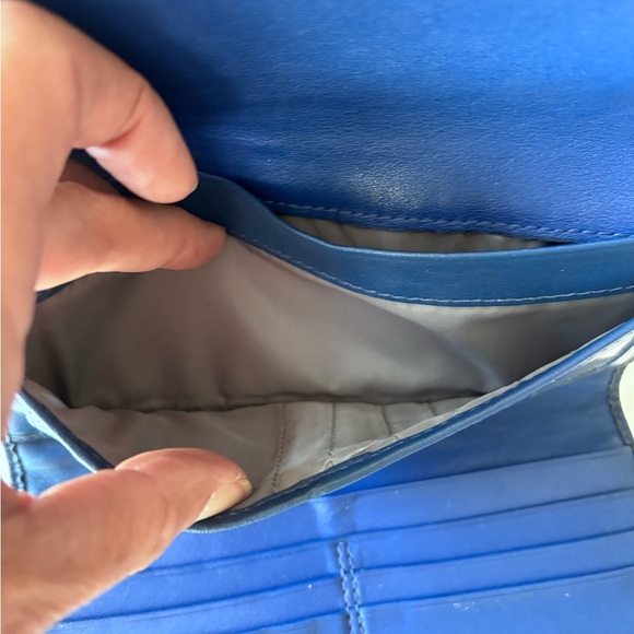 Vintage Coach SoHo Pleated Trifold Long Blue Leather Wallet - Picture 7 of 9